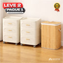 Gaveteiro Portátil Multifuncional c/ Rodinhas + BRINDE: Cesto De Roupa em Bambu - COMPRE 1 LEVE 2